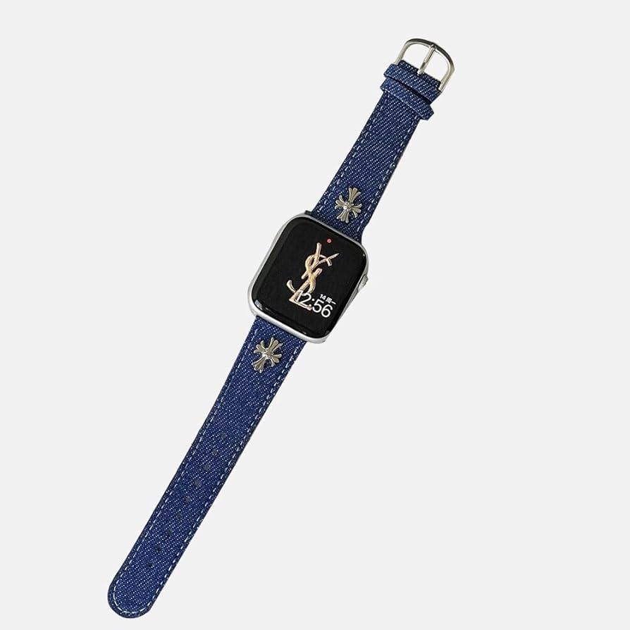 Applewatchバンド クロムハーツ Amazon.com: Premium Real Denim Fabric Chrome Hearts Leather
